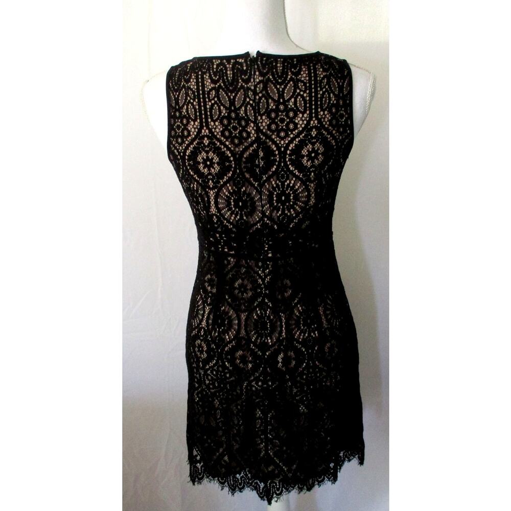 Loft Women's Petite Black Lace Sleeveless Lined Zip Back Dress Size 4P - Picture 5 of 9